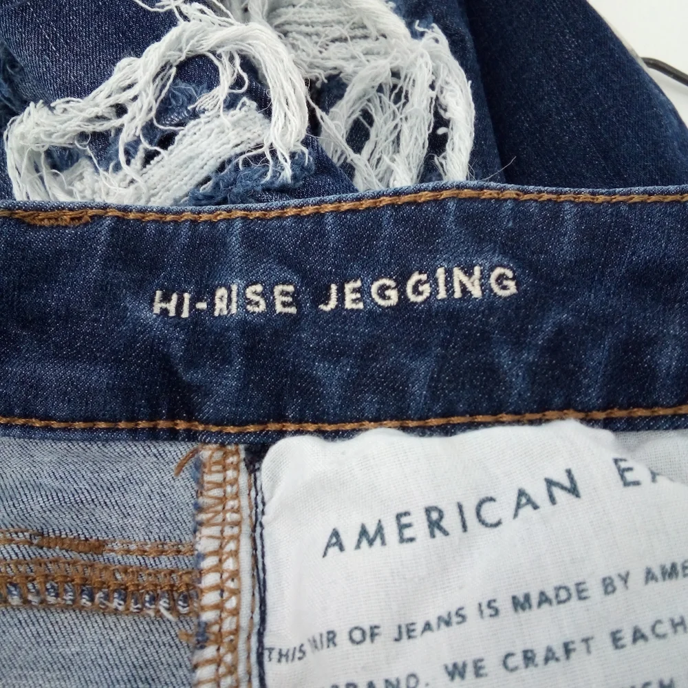 American Eagle Hi-Rise Jegging 2018 Distressed Blue Denim Jeans Cotton Short 00